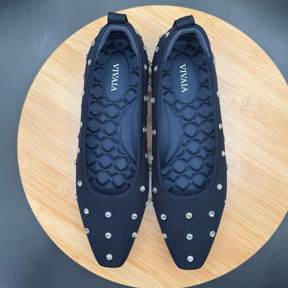 VIVAIA Kathleen Mini Square-Toe Flats (Navy Rhinestone) Women’s Size 8 - Picture 7 of 8
